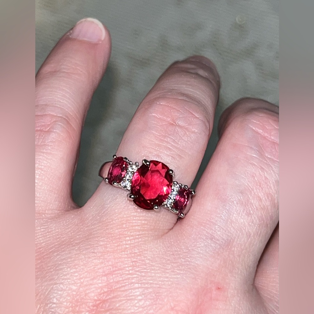 Sterling Silver And Ruby Gemstone Ring Size 7 - image 5